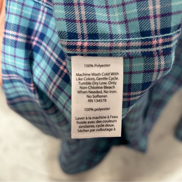 Vineyard Vines Performance Shirt Men's Small Blue Plaid Classic Fit Murray - Picture 7 of 8